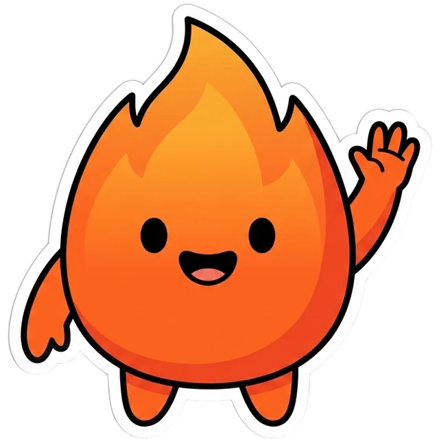 Chispa, la mascota de Forja, levantando la mano para ayudar