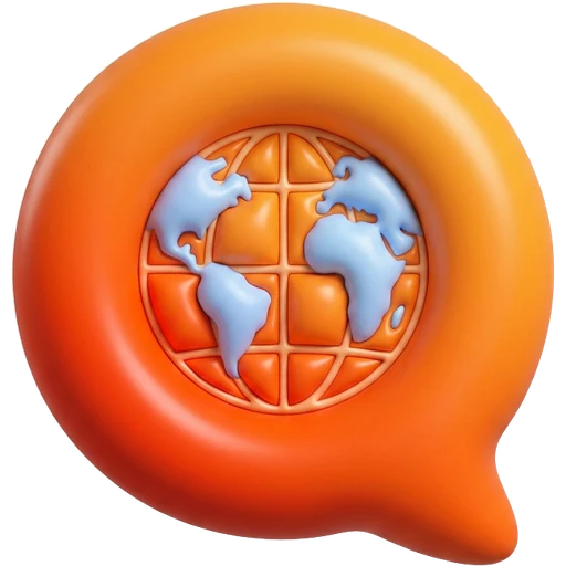 Icono de Multi-idioma: globo con burbuja de chat