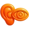 Icono de Oído y vista: oreja con ondas y un ojo